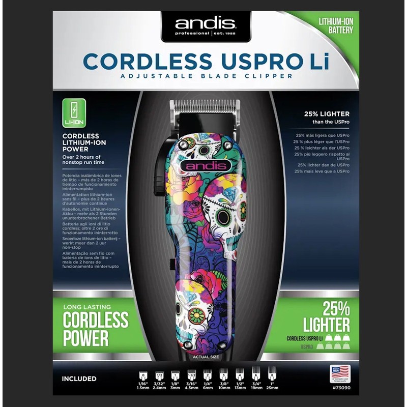 ANDIS Cordless US Pro Li Clipper - Sugar Skull Design
