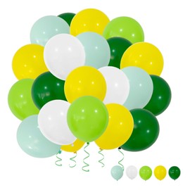 Green White Yellow Confetti Balloons, 40pcs 12 Inch Green Party Balloons,Natural Latex Balloons for Men Women Girls Birthday, Wedding, Bridal Shower, Graduation, Casino Theme Party Decorations