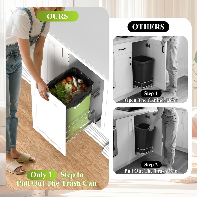 Rocfinity Pull Out Trash Can Under Cabinet Shelf, Under Cabinet