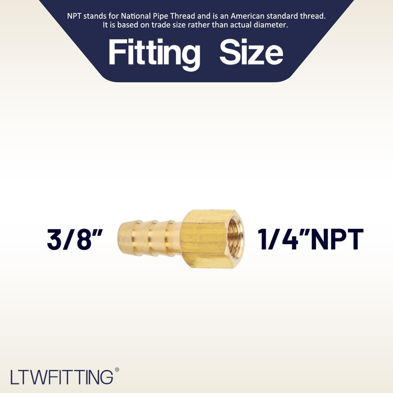 LTWFITTING Brass Flare Tube Fitting 3/8" Hose ID x 1/4"