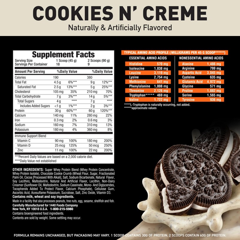 Body Fortress Super Advanced Whey Protein Powder, Cookies N’ Creme,