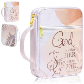 GUEER Bible Cover for Men, Bible Holder, Bible Cover Carrier Carrying Organizer Bag, Zipper and Pockets for Standard Size Bible, Gift for Men boy (Boho-Leave)