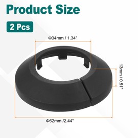 sourcing map Escutcheon Plate, 1Pcs 34mm - Fit 1.31" Outer Diameter Split Pipe Flange Water Pipe Cover Collar Decoration, PP Plastic Plumbing Cover Plates (Black)