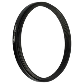 vhbw 58mm to 55mm Step Down Ring Adapter for Camera Lens Filter Adapter Metal Black