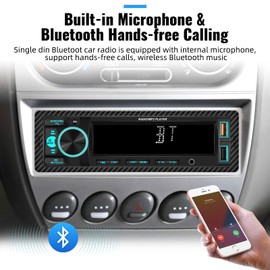 UNITOPSCI Single Din Bluetooth Multimedia Car Stereo Radio Bluetooth Hands-Free Calling Audio Receiver FM Radio Car MP3 Player AUX in/Dual USB Port Digital Media, Fast Charging with Remote Control
