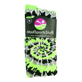 MadSportsStuff Crazy Tie Dye Socks Over the Calf (Neon Green/Black/White, Small)