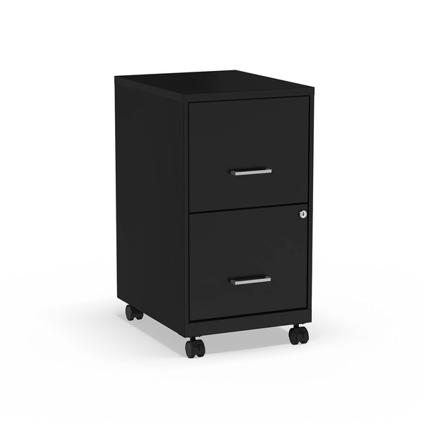 Staples 2-Drawer Light Duty Vertical File Cabinet, Locking, Letter, Black,