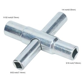 Cross Key Tool, 45 Steel Four Way Service Utility Key, Silver Bathroom Wrench Tool Sillcock Wrench for Sillcock Stopcock and Most Valve (British System)