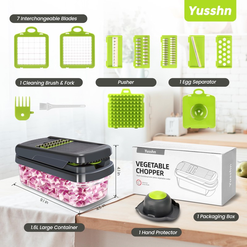 Vegetable Chopper,12-in-1 Multifunctional Food Chopper,Professional Onion Chopper with 7 Blades,Vegetable