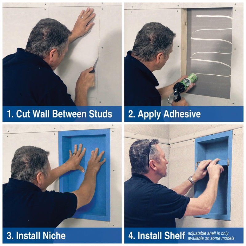 Noble Pre-Formed Rectangular Shower Niche 314 12"x20" with Adjustable Shelf