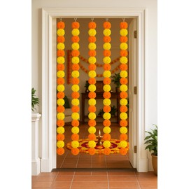 CUPMER Yellow & Orange Artificial Marigold Garlands – 5 Pack, 5 ft Each | Reusable Indian Flower Strings for Diwali, Navratri, Wedding, Pooja, Day of The Dead & Home Decor – Lightweight & Lifelike