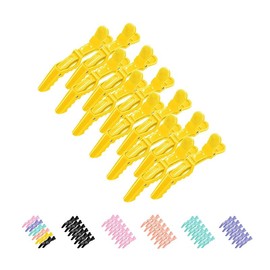 12pcs Styling Hair Clips Duck Bill Clips Professional Hairdressing Salon Sectioning Alligator Hair Clips Durable Nonslip Grips Wide Teeth (Yellow)