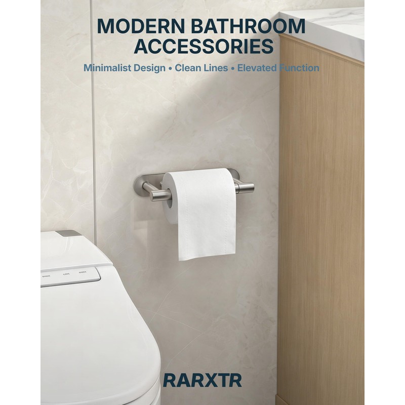 RARXTR Toilet Paper Holder Adhesive or Screw Stainless Steel Brushed