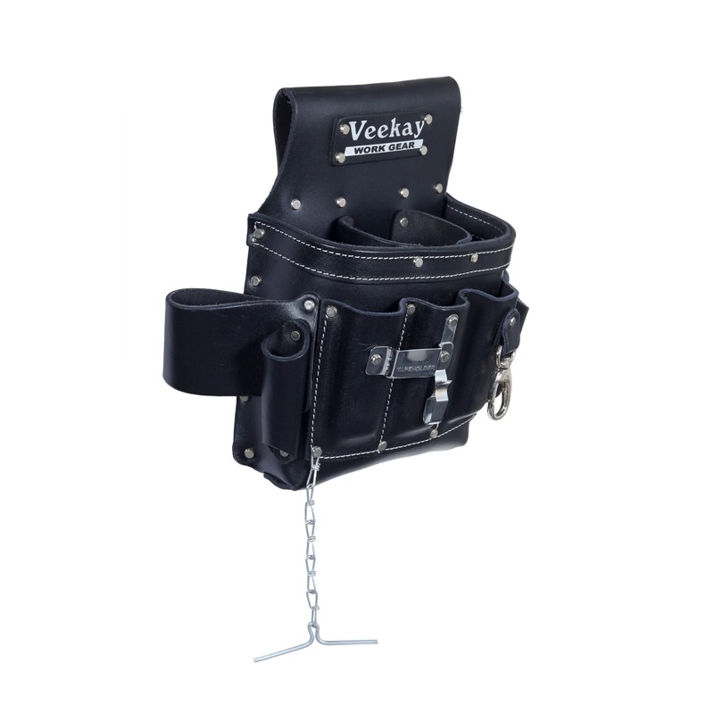 VEEKAY Tool Pouch for Electricians - 10 Pocket Leather Organizer