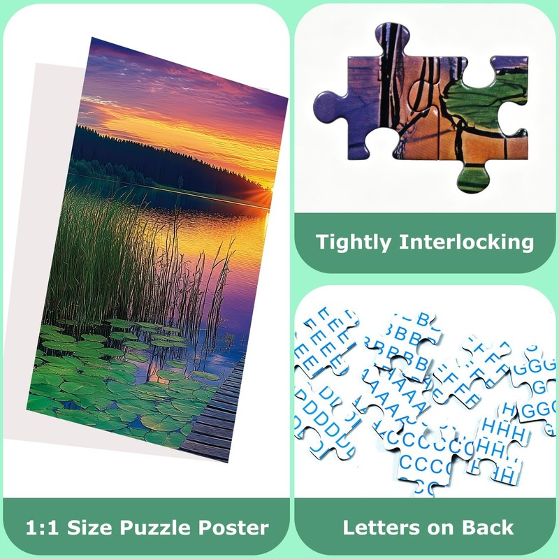 Sunset Lake Puzzle for Adults 1000 Piece Nature Landscape Lakeside