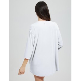 baleaf Women's Beach Cover Up UPF 50+ 2025 Lightweight Cardigan 3/4 Sleeve Sun Shirts SPF Sun Wrap with Pocket, White, Large