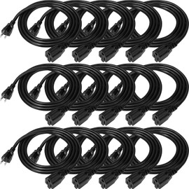 Kanayu 15 Pack 6 ft Outdoor Extension Cord Heavy Duty Black Extension Cord with 3 Prong 16 AWG SJW Heavy Duty Power Cable Weather Resistant Extension Cord