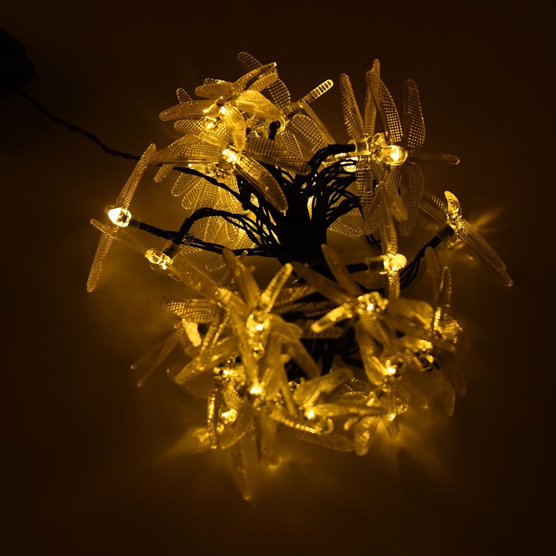 Dragonfly Solar String Lights 30LEDs Solar Powered Fairy Lights Waterproof