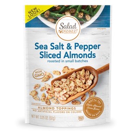 Salad Pizazz Sliced Almonds, Sea Salt Cracked Pepper, Non-GMO, All-Natural, Kosher Salad Topper, Resealable Bag, 3.25 Ounce