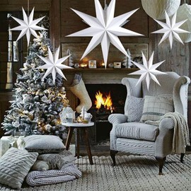 3 Pieces 3D 12" Large Paper Star Hanging Star White Paper Star Decorations for Weddings, Christmas Holiday, Girls Bedroom Decor,Birthday Party Celebration Home Decoration