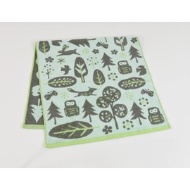 Kosugizen Jacquard Friend Bath Towel, Green, 23.6 x 47.2 inches (60 x 120 cm), Nordic Animal Motif, Generous Volume, 1 Piece, SV-8502-1GR