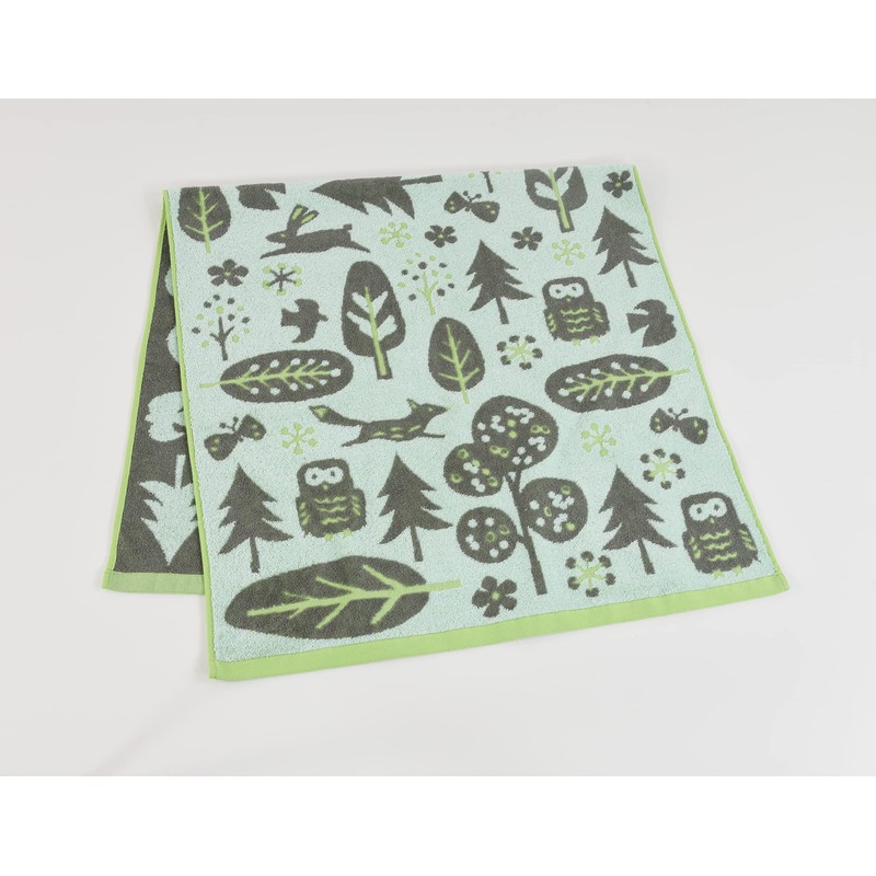 Kosugizen Jacquard Friend Bath Towel, Green, 23.6 x 47.2 inches