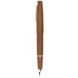 Gullor Color Fountain Pen X80, Simple Design with Converter and Gift Box, Gold Clip, Fine Nib (0.5mm), Brown