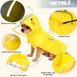 Scheppend Dog Raincoat,Adjustable Waterproof Cloak Pet Hooded Raincoat Jacket,Cute Yellow Duck Poncho for Pet,Samll