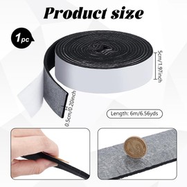 NBEADS 600x5cm Selbstklebendes Filzband, schwarzes Selbstklebender Filzgleiter Filzrolle Auf Der Rückseite rutschfeste Filz Möbelpolster Zum Schutz Von Hartholzböden Stuhl Und Wandschutz, 0.5cm Dick