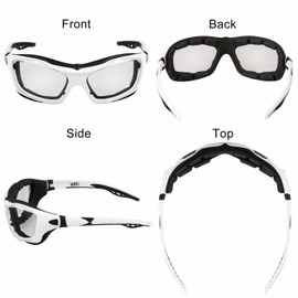 WYND Blocker Motorcycle Riding Glasses Extreme Sports Wrap Sunglasses (White/Clear)