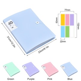 160 Pockets 4 Display Folders, 4 Pack 40 Pockets A4 Display Book Document Clear Folder with Plastic Sleeves & Safety Rope Presentation Folders Project Folder for School & Offices(4 Colors 40 Pockets)
