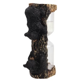 Rustic Black Bear Hourglass, Decorative Resin Sand Timer, Wildlife Home and Office Decoration, 3 x 5.5 Inches