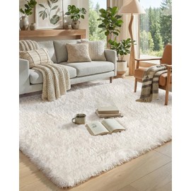 Area Rugs for Living Room 5x8, Non Slip Soft Rug for Bedroom, Cream