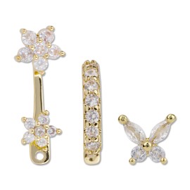 3pcs Earring Stack Sets, Plated Gold Cartilage Earrings Butterfly Earrings Small Stacked Earrings Earring Sets for Multiple Piercing Fashionable Stud Earrings for Women