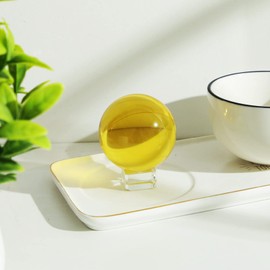 LONGWIN 60mm(2.4 inch) K9 Solid Crystal Ball with Free Stand Home Decor Ornaments Suncatcher (Yellow)