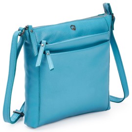 Crossbody Bag for Women Trendy Real Leather Purse Small Soft Pebbled Handbags Crossover Shoulder Pocketbook (Air Blue Nappa)
