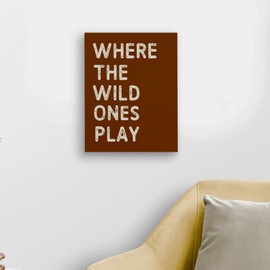 WODMIS Play Room Wall Decor,Kids Where The Wild Ones Play Framed Canvas Wall Art Decor 11×14,Play Sign,Colorful Play Room Art Painting Artwork Wall Playroom Nursery Toddler Kids Room Decoration Prints Decor (brown, 11x14)