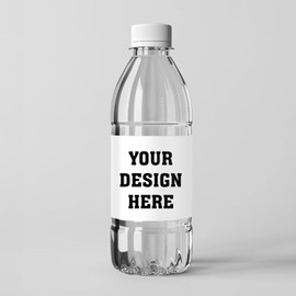 Custom Water Bottle Labels for Business Logo, 2 Sizes, Waterproof Glossy Vinyl Stickers, 50-300 pcs, Upload Your Design (8.2x2 in)