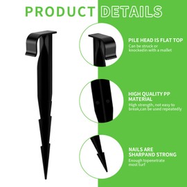 Wzzy Gurden AquaPEG Polypropylene (PP) Garden Hose Anchor Ground Spike Mounting Anchor for 3/4 Inch OD Hoses Garden Lawn Patio Black Pack of 60