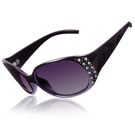 LVIOE Polarized Oversized Sunglasses for Women, Rhinestone Ladies Sunglasses with UV400 Protection