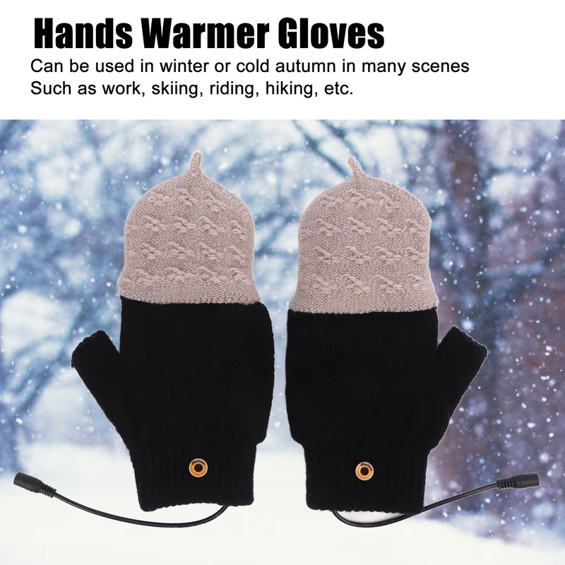 Heated Gloves Fingerless Full Finger Adjustable 3 Gear Black Hand