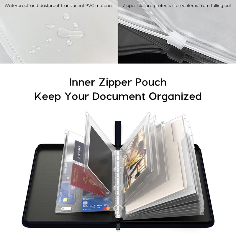 Important Document Organizer Zipper Binder,Fireproof Document Bag for Birth Certificate