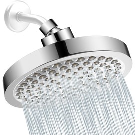 AUTOWT Ducha de Lluvia de Alta Presión, Cabezal de Ducha de ABS para Baño, Iseño de Cromo Moderno y Lujoso Instalación Sencilla sin Herramientas Ángulos Ajustables Regaderas Fijas(6 Inch)