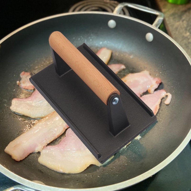 3 Packs 8.26 x 4.3 Inch Cast Iron Grill Press