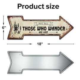 Not All Those Who Wander are Lost - Aluminum Arrow Tin Sign, Country Home Décor for Home, Living Room, Kitchen, Bathroom Decoration 6" x 18"