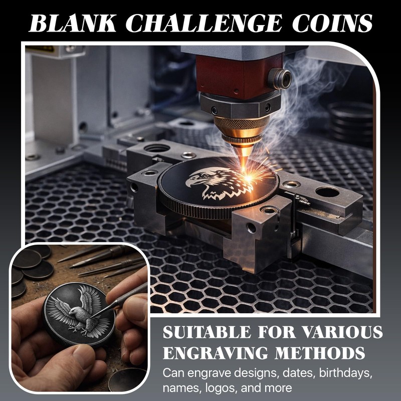 Black Challenge Coin Blank, Laser Engraving Custom Coin Blank, 40x3mm,10Pcs