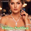 Rhinestone Silver Jewelry Set Bridal Necklace Earrings for Women