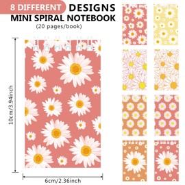 Faccito 24 Pcs Groovy Hippie Notebook Retro Boho Spiral Mini Notepad Party Pocket Notebook for Kid Groovy Boho Flower Birthday Party Classroom Supplies Gifts Favor(Daisy Style)