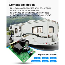 521099 Water Heater Circuit Board, 12 Volt DC RV Camper Furnace Control Module Compatible with Suburban Furnace, Water Heater Control Module Board Replace 520871 520814 520820 33550L AP4896608