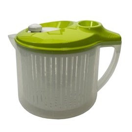 Snips Wash&Dry Salad Spinner, 3 Litres, 0% BPA Plastic, Transparent with Green Lid, Made in Italy, Washing and Drying Spinning, Plastic, Multicoloured, 3 Litres